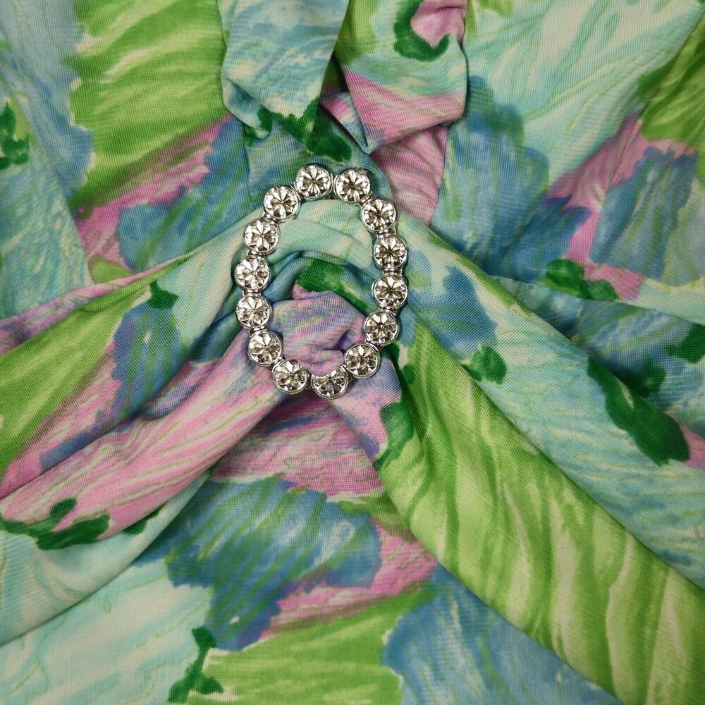 70s Montgomery Ward Floral Maxi Dress Semi Formal Pastel Multicolored Size S - Picture 5 of 8
